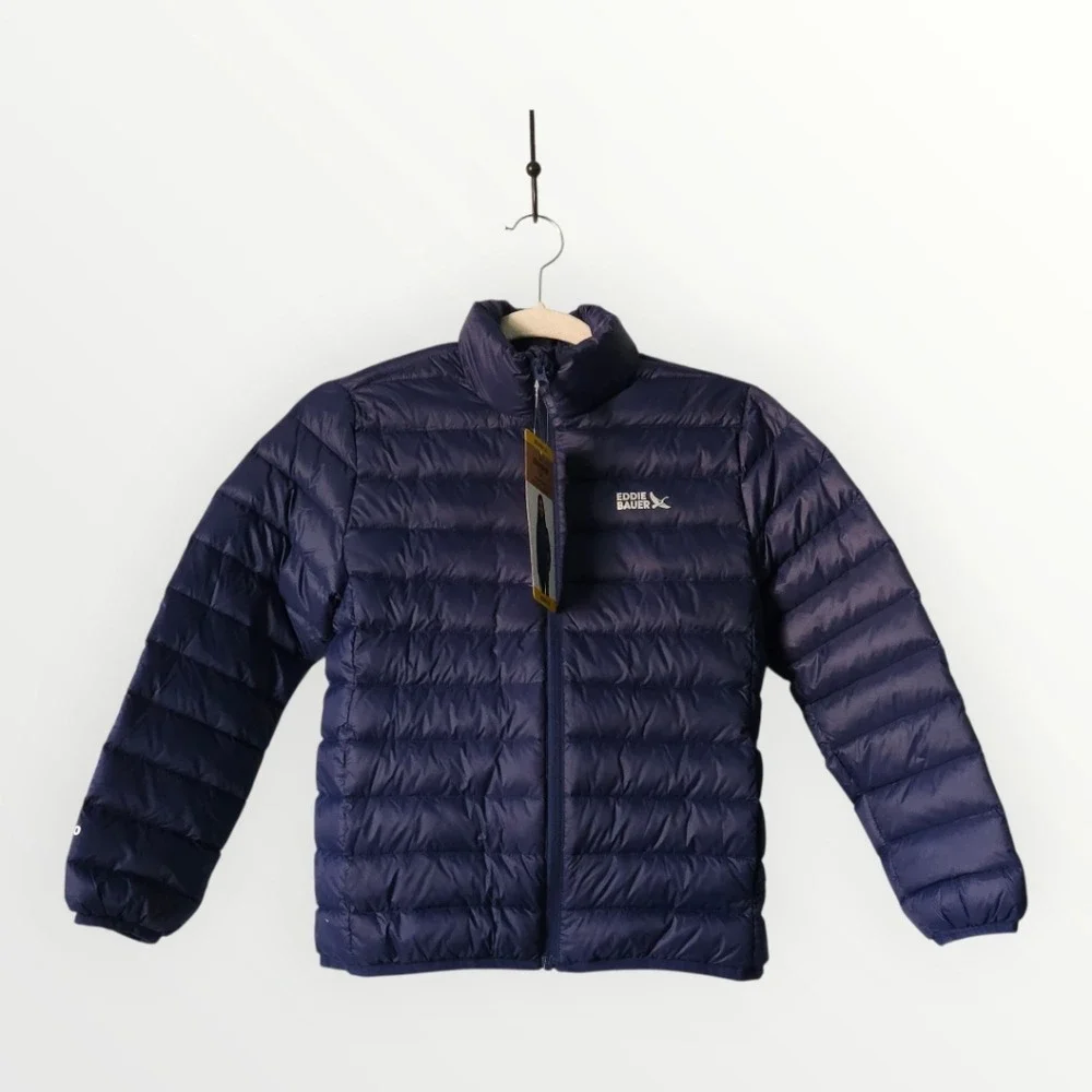 Eddie Bauer Kids Youth‎ M 7/8 Navy Blue 650 Fill Down Packable Puffer Jacket New